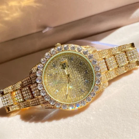 Accessories | 18k Gold Plated Iced Out Bling Stainless Steel 